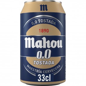 MAHOU 0.0 TOSTADA cerveza sin alcohol lata 33 cl